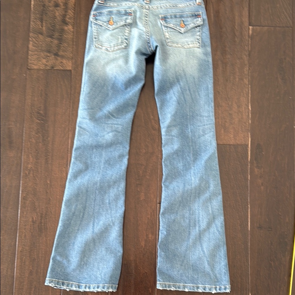 Colin’s Jeanswear Flare Rita Classic Light Blue Distressed Jeans - Picture 12 of 15
